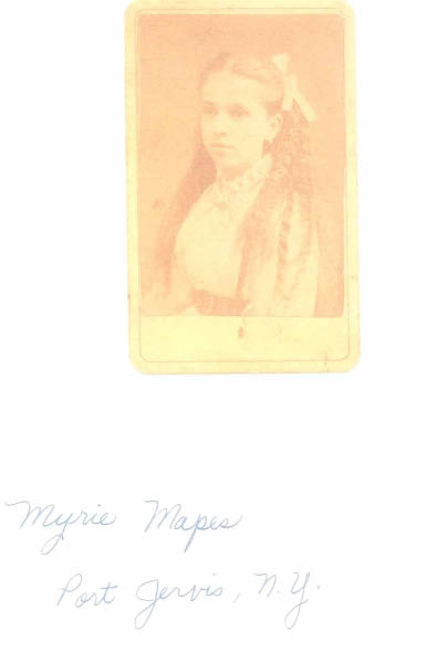 Myrie Mapes Port Jervis NY with writing